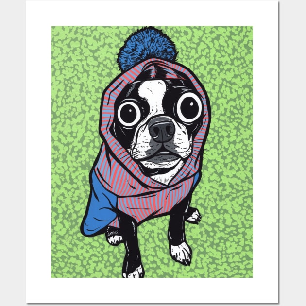 Boston Terrier Sweater Hoodie Wall Art by turddemon